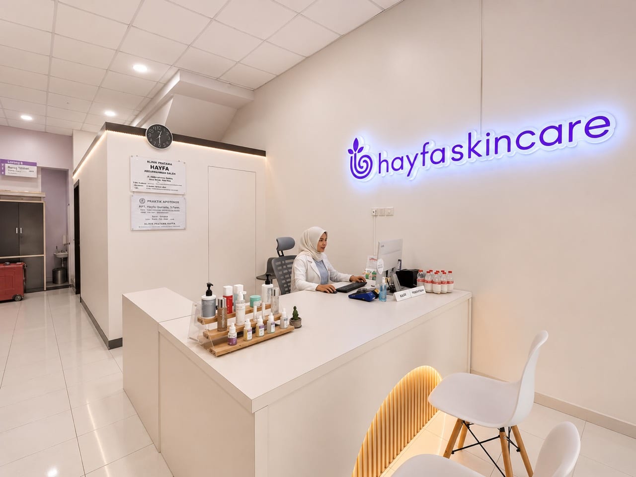 Area resepsionis Hayfa Skin Clinic Manyaran.